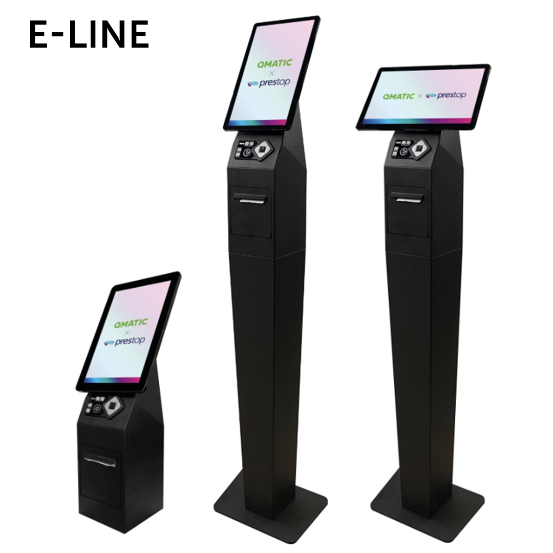 E‑line Qmatic Stand‑ und Desk‑Kioske