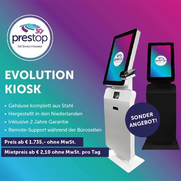 Prestop Informationskiosk Bestellkiosk Check-in-Kiosk Digitaler Empfang Action Evolution