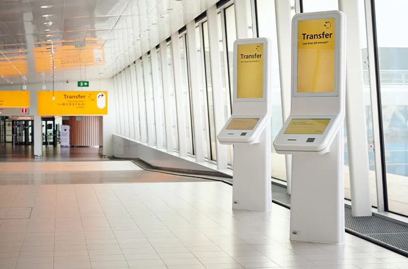 Schiphol scan kiosk Prestop skip the queue arteschlange übergehen