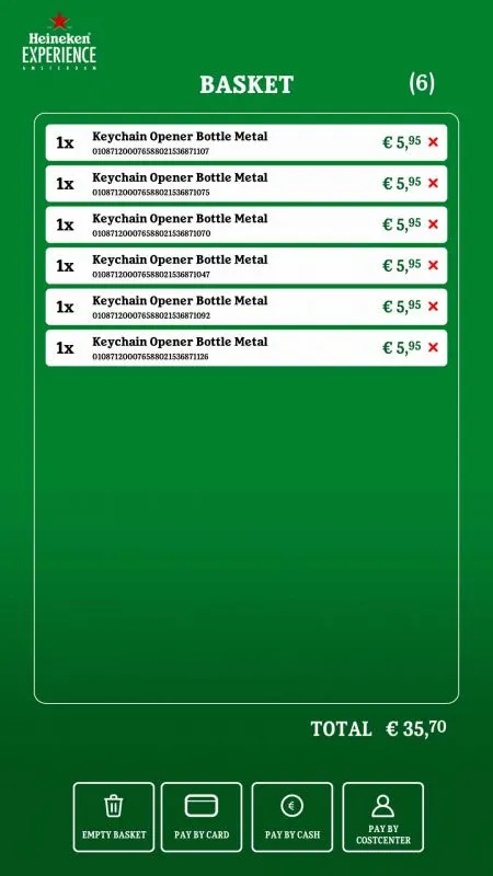 self-checkout screenshots Omnivision Prestop Heineken Experience